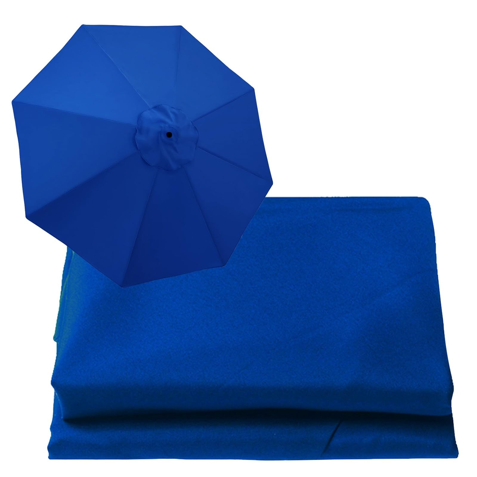 WOGTITYI 6.5ft 9ft 10ft Replacement Parasol Canopy, Garden Parasol Replacement Cloth, 6-Ribs/8-Ribs Fabric Canopy Cover, UV 30+ Protection Umbrella Replacement Cover(Thickness:Blue,Size:10ft-6 Arms)