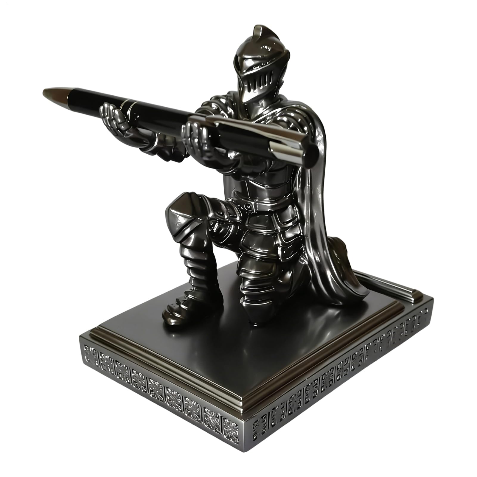 Porte-stylo médiéval Knight en résine de 9,5x13x14 cm pour l'organisation de bureau