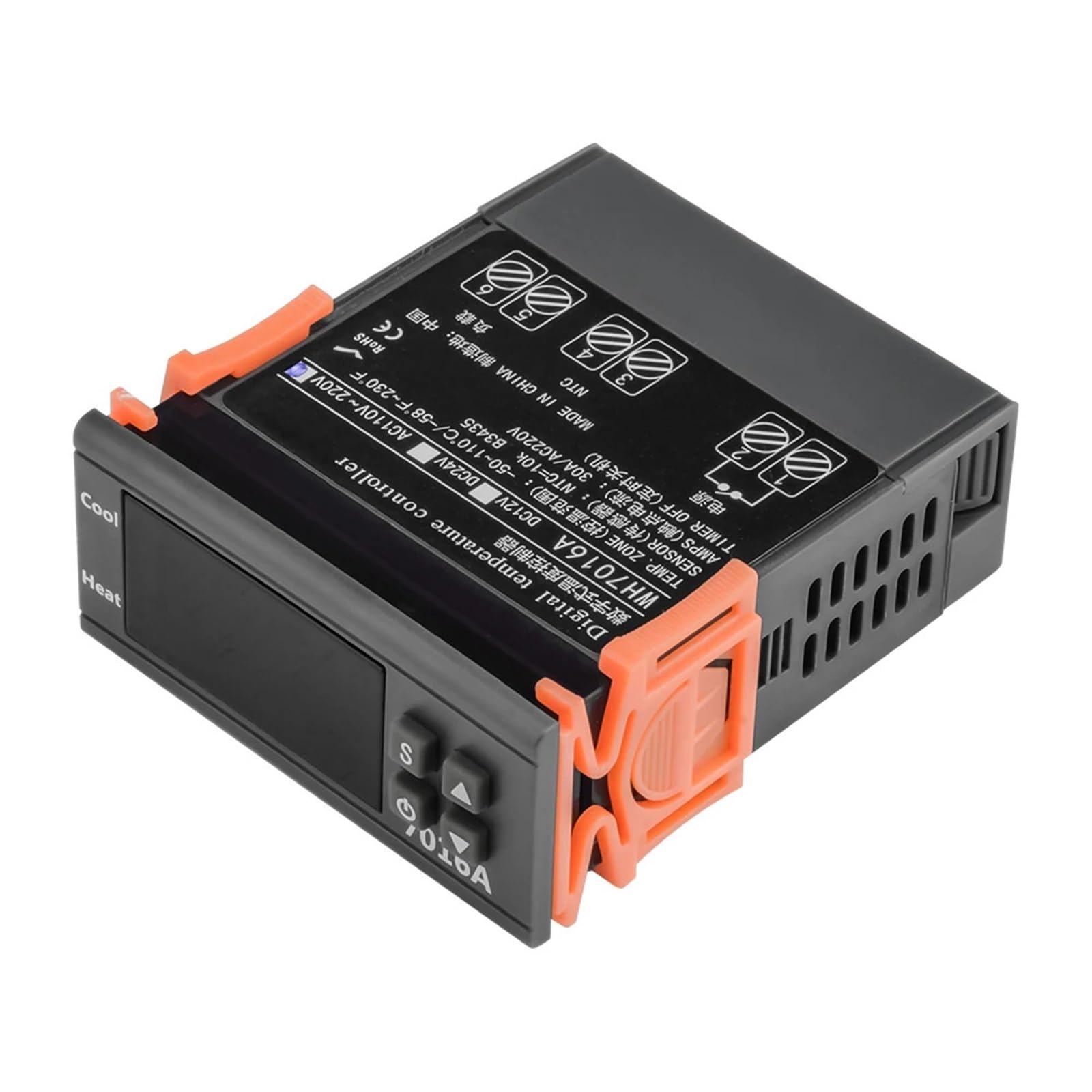 Controlador de temperatura 7016A 24V/110-220V 30A con termostato de alta potencia for calefacción y refrigeración, sensor NTC(24V)