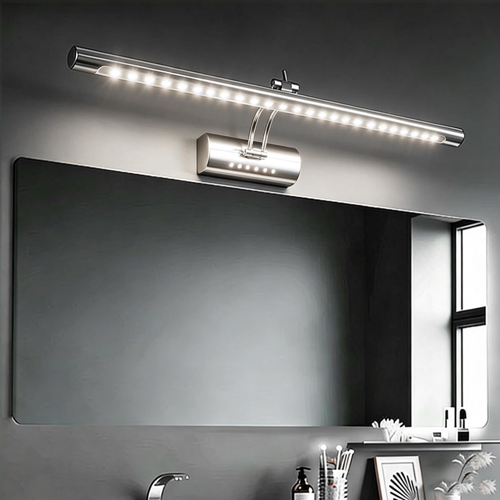 Apliques de pared para baño con luz blanca plateada de bajo consumo 8