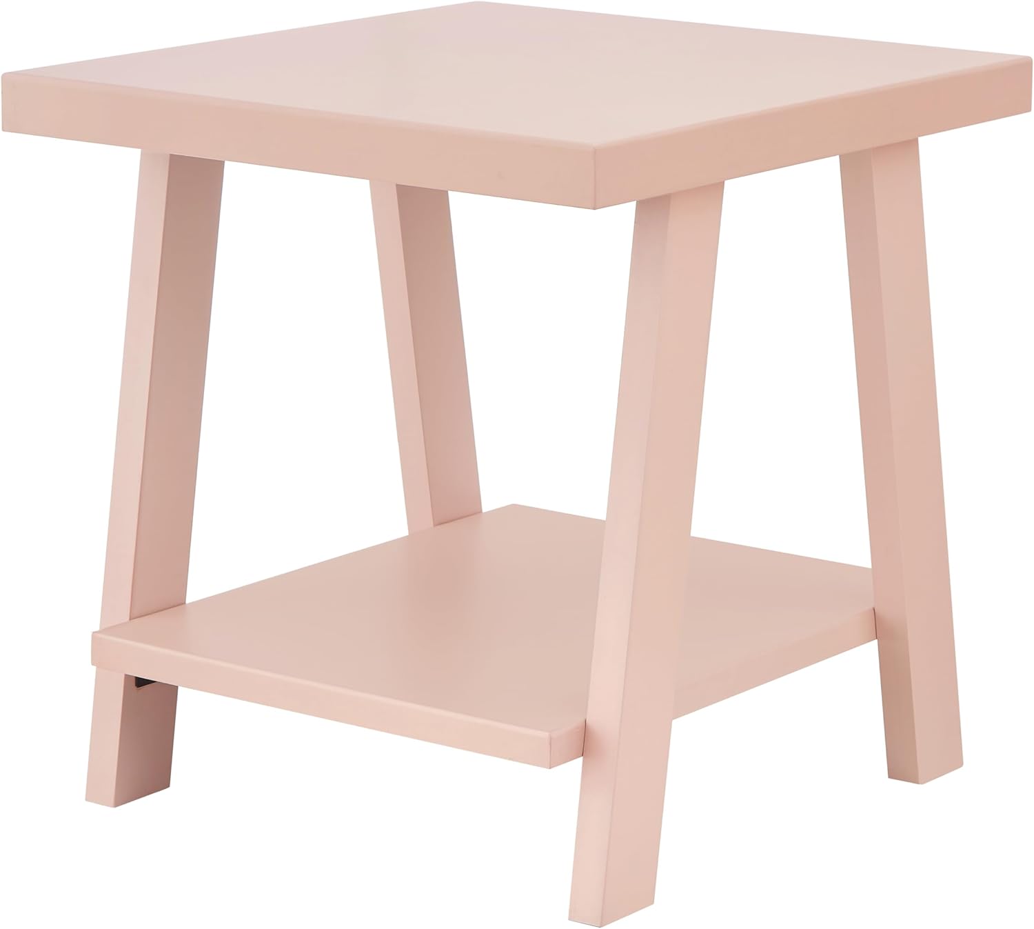 Roundhill Furniture Athens Contemporary Wood Shelf End Table in Pink