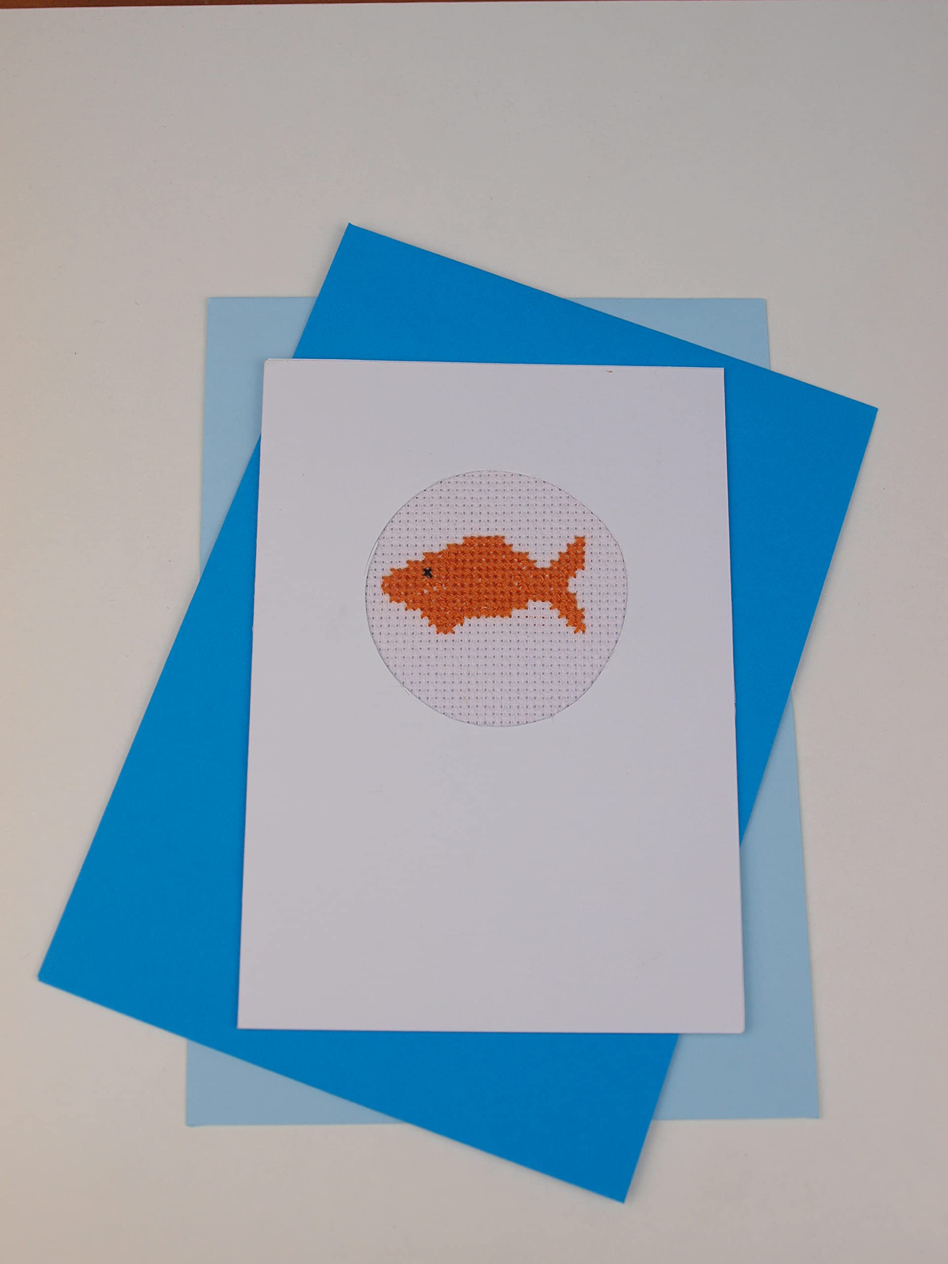 Handmade cross stich Fish card