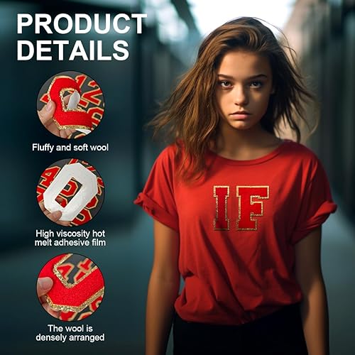 Miniatura 3 de 3 parches de letras de felpilla para planchar de gran tamaño para decoración de disfraces de equipo, altura de 4-12 pulgadas, letra E (borde negro)