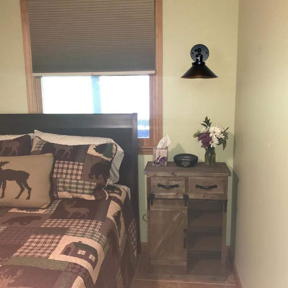 Apliques de Pared A Pilas para Interiores 2 Unidades Inalámbricos de Estilo Industrial Color Negro para Dormitorio Baño Y Pasillo
