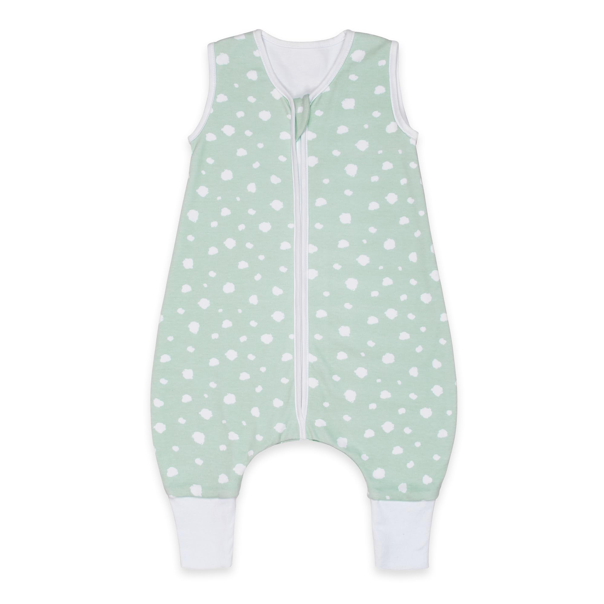 emma & noah Baby Schlafsack mit Füßen 1.0 TOG, Ganzjahres Schlafsack mit Beinen für den Frühling, Sommer und Herbst, 100% Bio-Baumwolle, Oeko-TEX Zertifiziert (Punkte Mint, 90 cm)