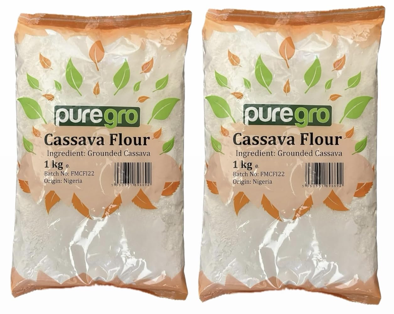 Puregro Cassava Flour 1kg | Pack of 2 | Manioc | Yuca | Good Source of Vitamins | Premium Quality.