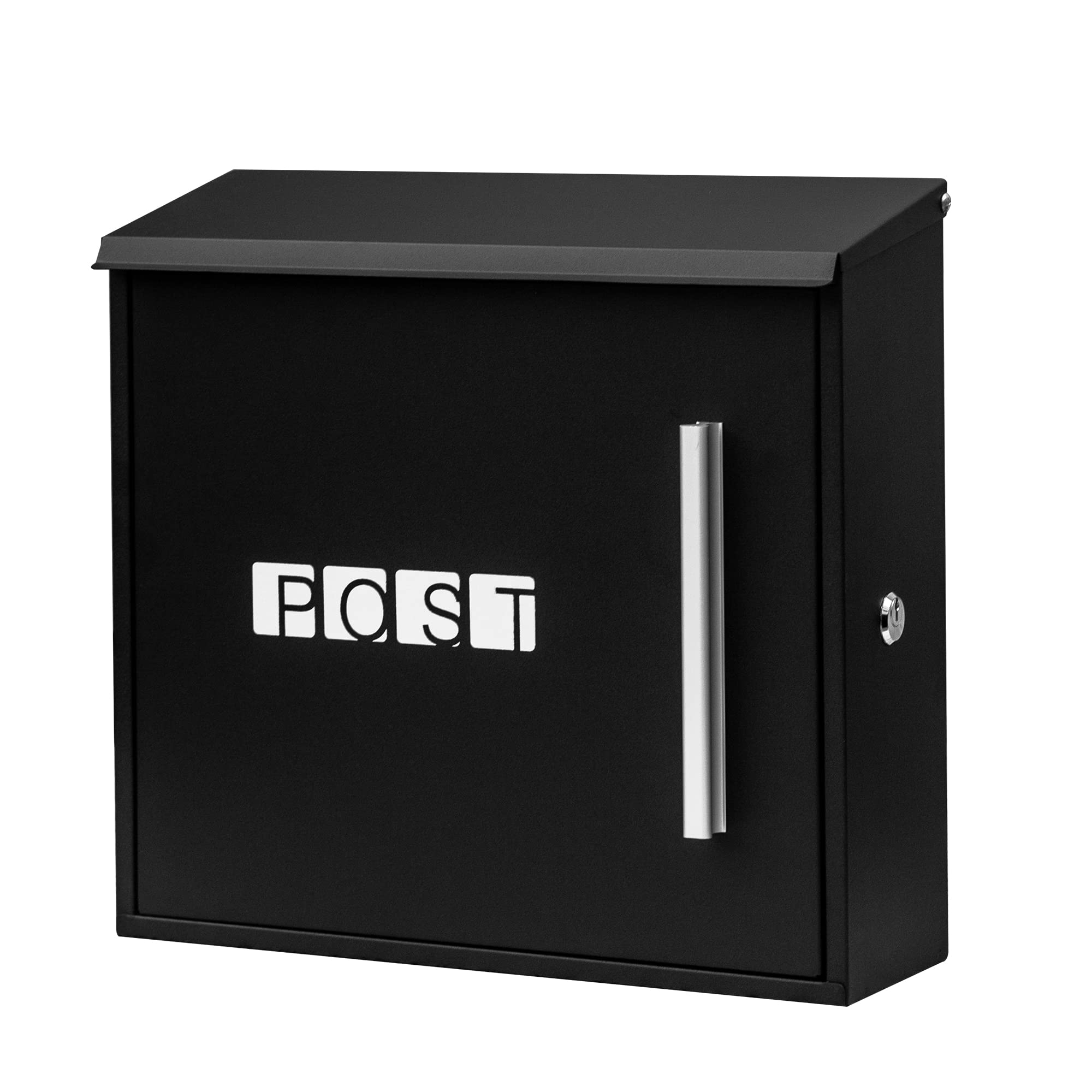 SEPOX Locking Security Mailbox Wall Mount X-Large Capacity Mail Box Galvanized Steel Post Box Mailboxes for Outside 13"x12"x5" Black Heavy-Duty Weather Proof