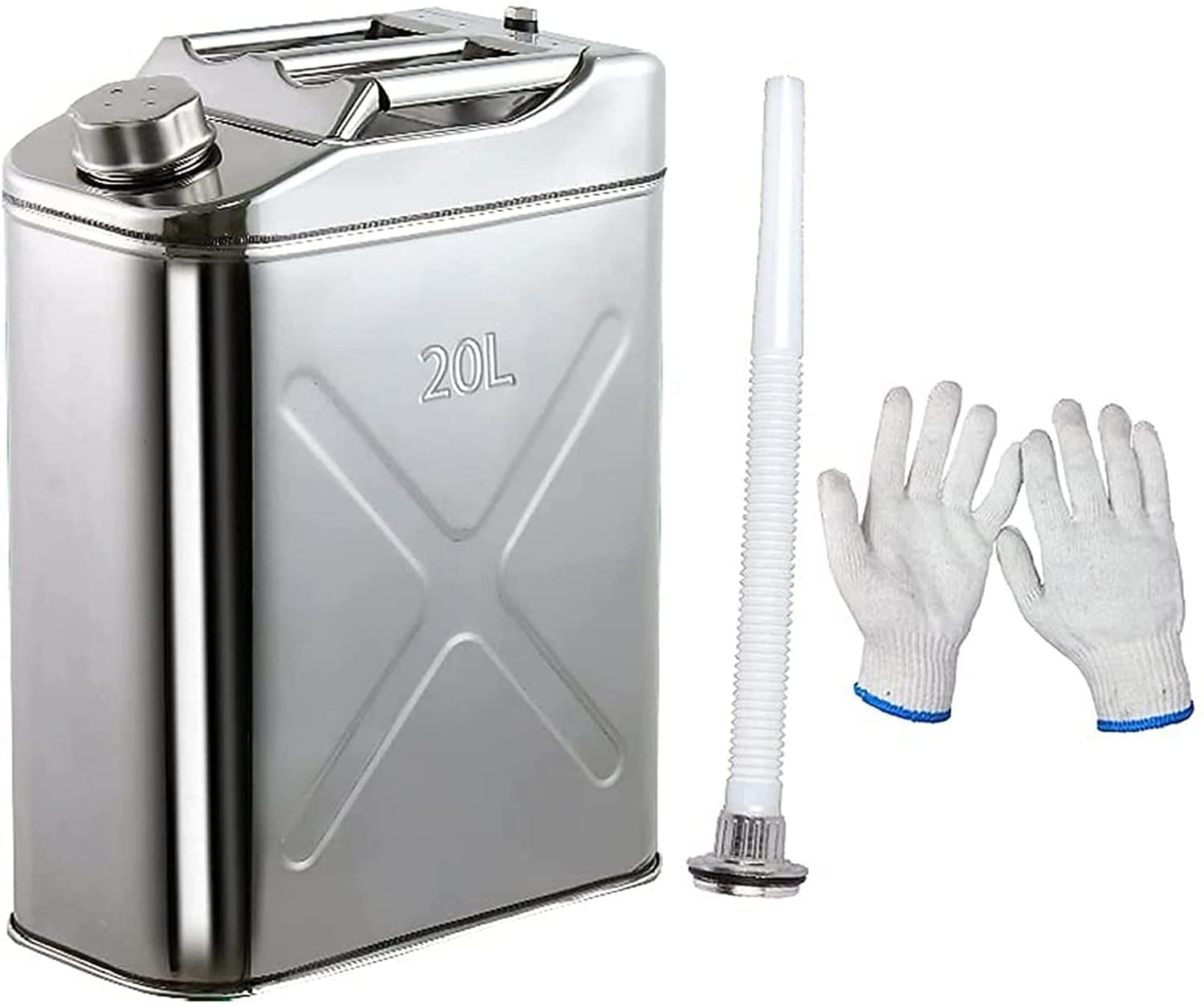 Bidon d'essence Portable en Acier Inoxydable 304 de 20 L, réservoir d'essence et de Diesel Portable et sécurisé, pour Secours d'urgence