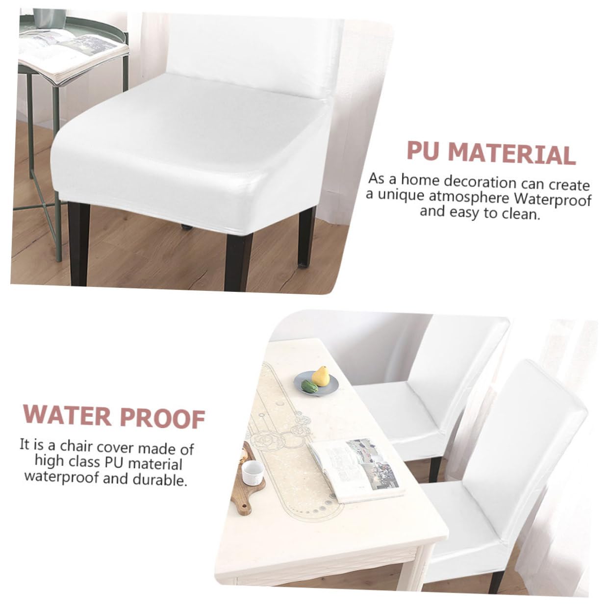 MAGICLULU PU Funda para Silla de Comedor en Color Claro, 4 Piezas Elástica