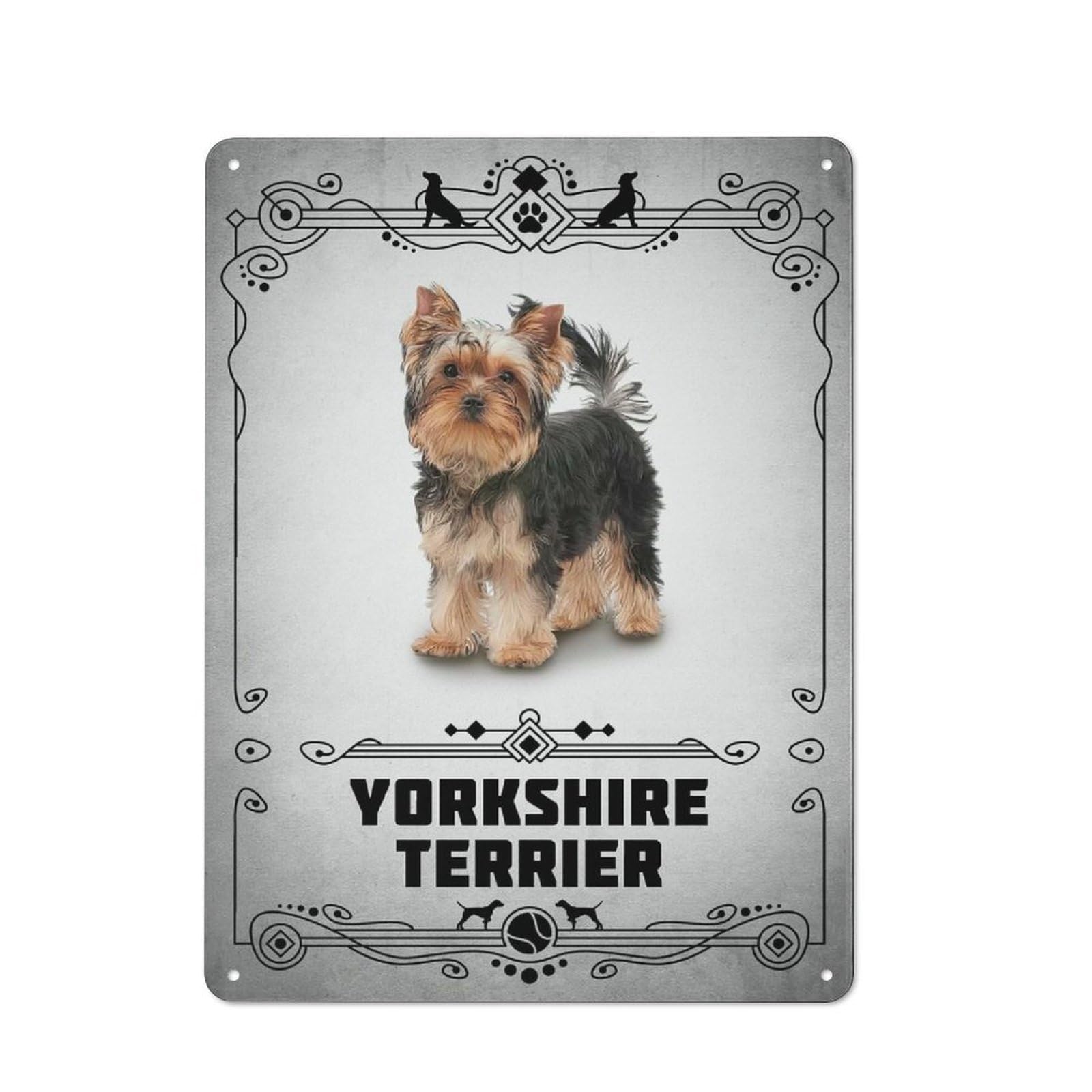 Junmoney Style-21 Metal Wall Sign 40X30cm Featuring Yorkshire Terrier For Pub Or Café, Housewarming Wall Decor For People Furnishing Pub And Café