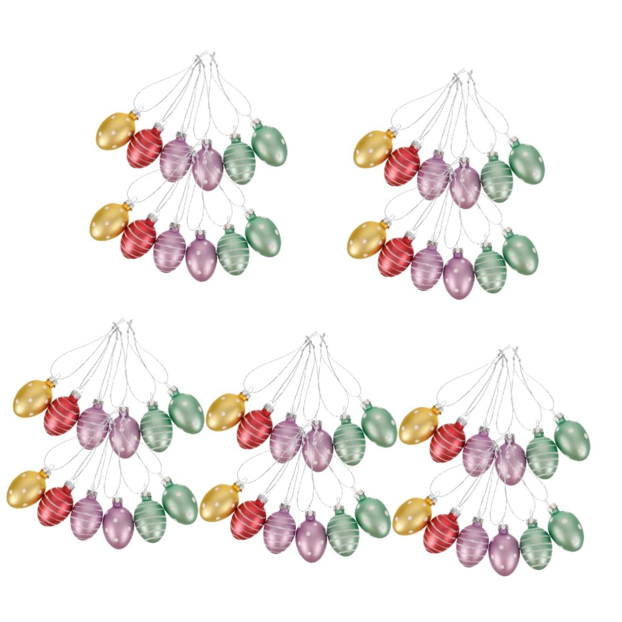Amosfun 60pezzi Uova Di Pasqua Decorative Ornamenti Appesi Per Decorazioni Festive e Atmosfera Pasquale Elegante Per Casa e Giardino