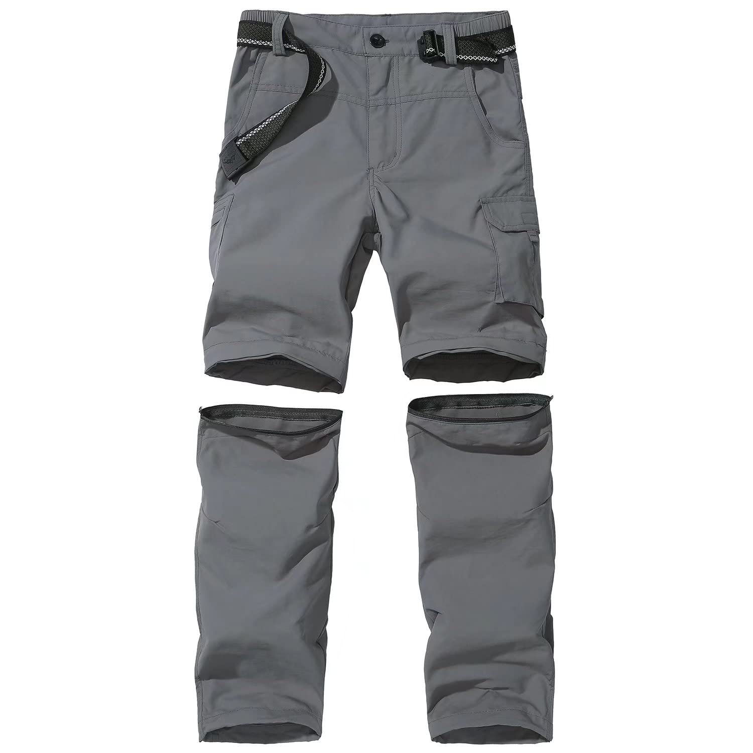 FLYGAGA Kinder Outdoorhose Wanderhose Zip Off Hose abnehmbare hosebeine Shorts Trekkinghose Unisex Jugend Mädchen Sommer mit Gürtel Schnelltrocknend Atmungsaktiv
