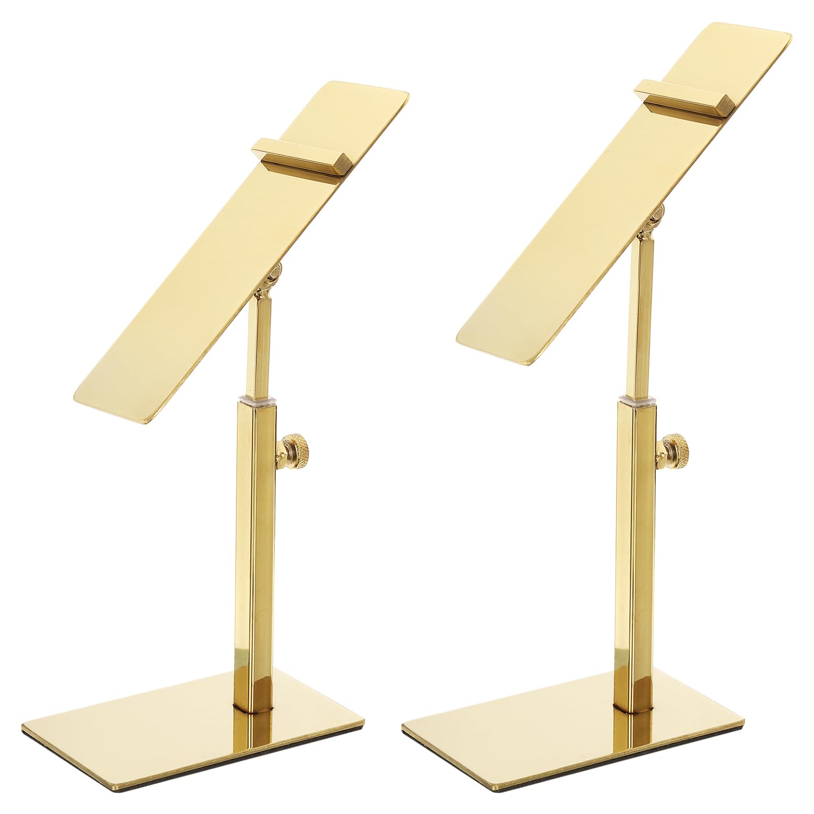 Présentoir à chaussures réglable métal doré support vitrine x2