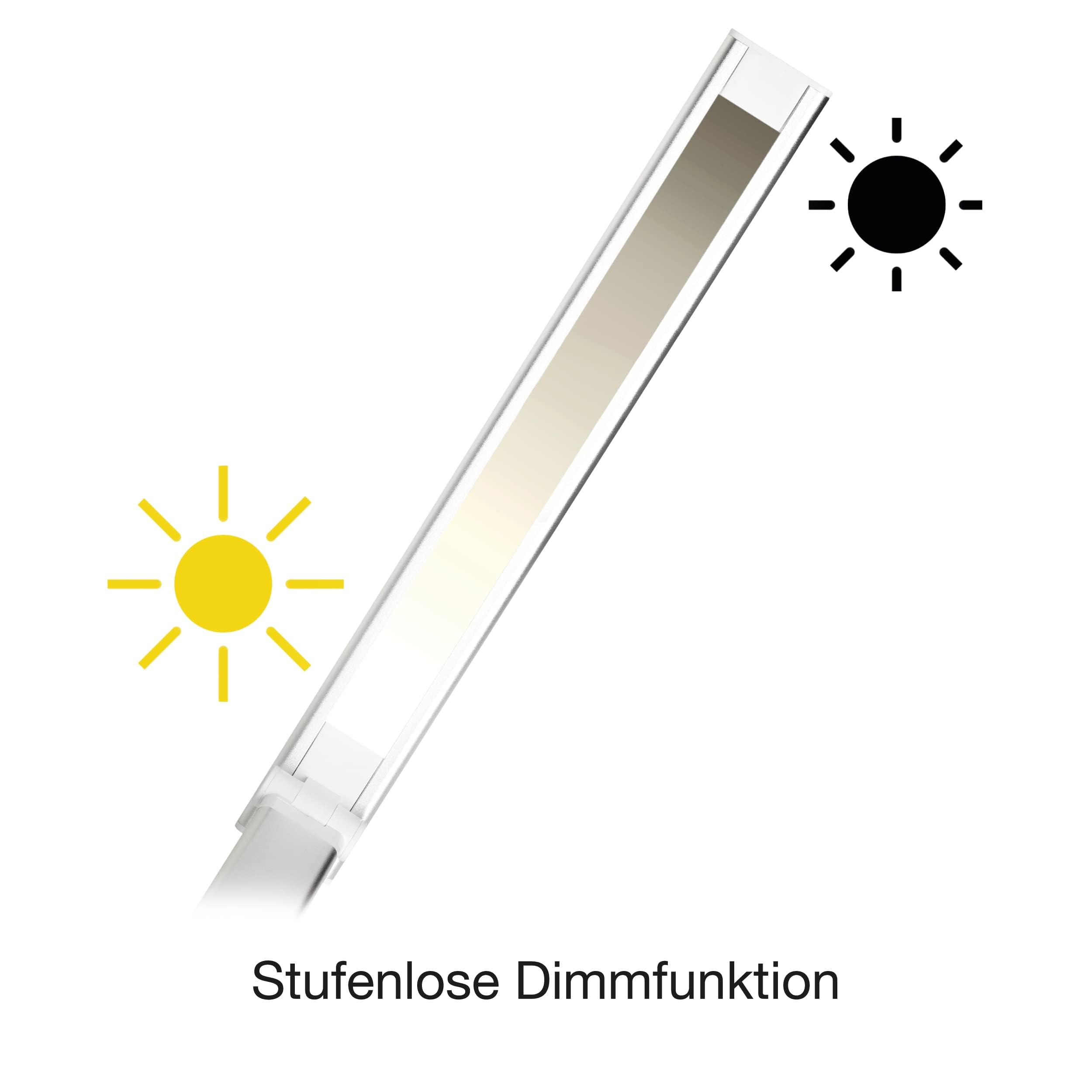 Unilux LED Schreibtischlampe Popy 6W Tischlampe mit Glassockel, dimmbar, USB-Anschluss für Büro, Smartphone Aufladung, weiß, 35 x 30 x 11cm