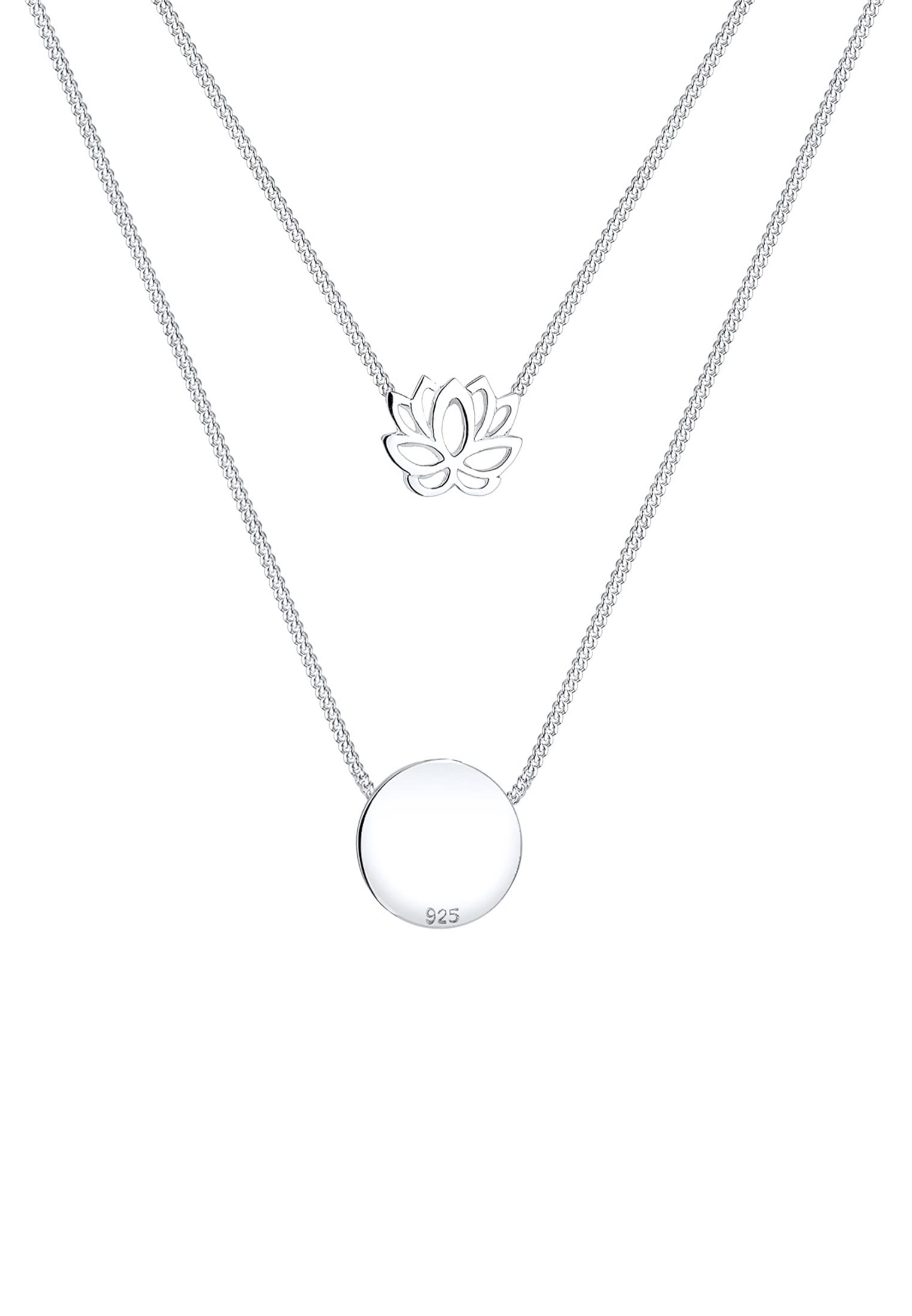 Elli Halskette Damen Lotusblume Om Mantra Symbol Layer-Look | 925 Sterling Silber