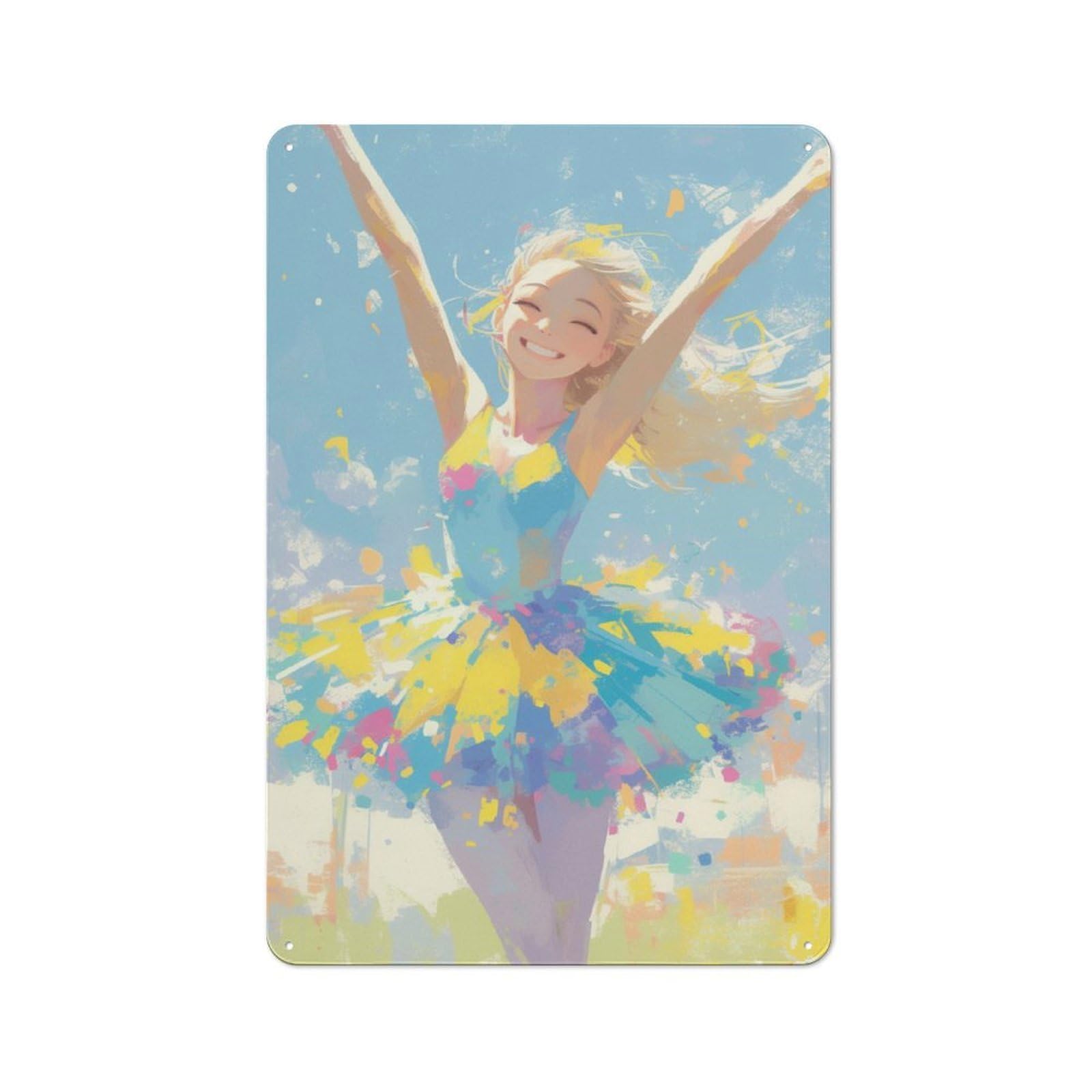 Rustic Tin Wall Sign 30x20cm Featuring Smiling Girl, Bistro Wall Plaque for Restaurant, Kitchen, Counter Or Breakfast Nook