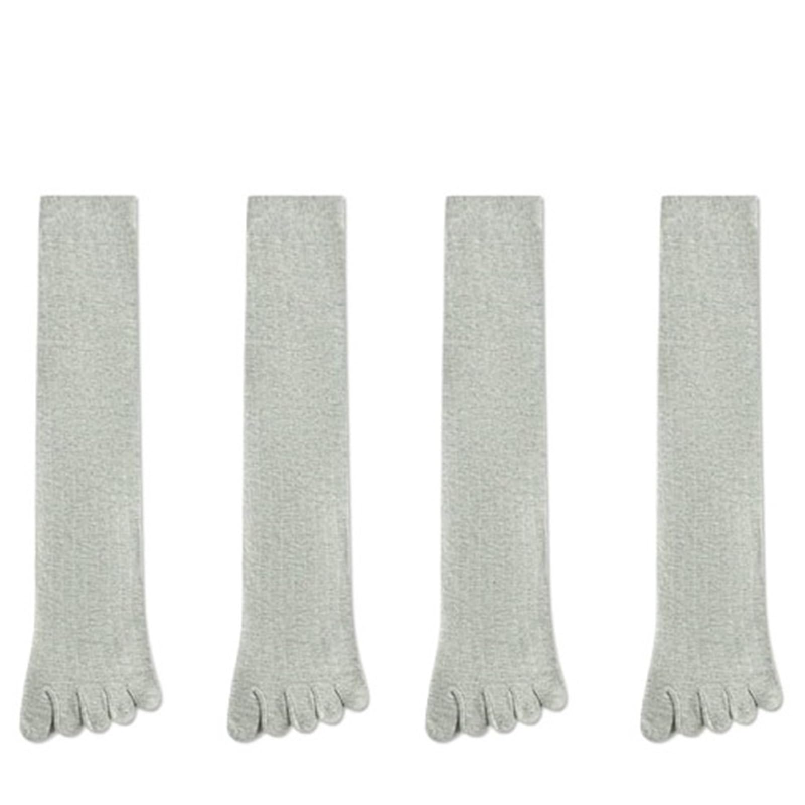 IRFHDCX Toe Socks 2/4 Pairs Toe Socks Long Cotton Simple Breathable 5 Finger Calf 4 Seasons Unisex(4 Pairs grey)