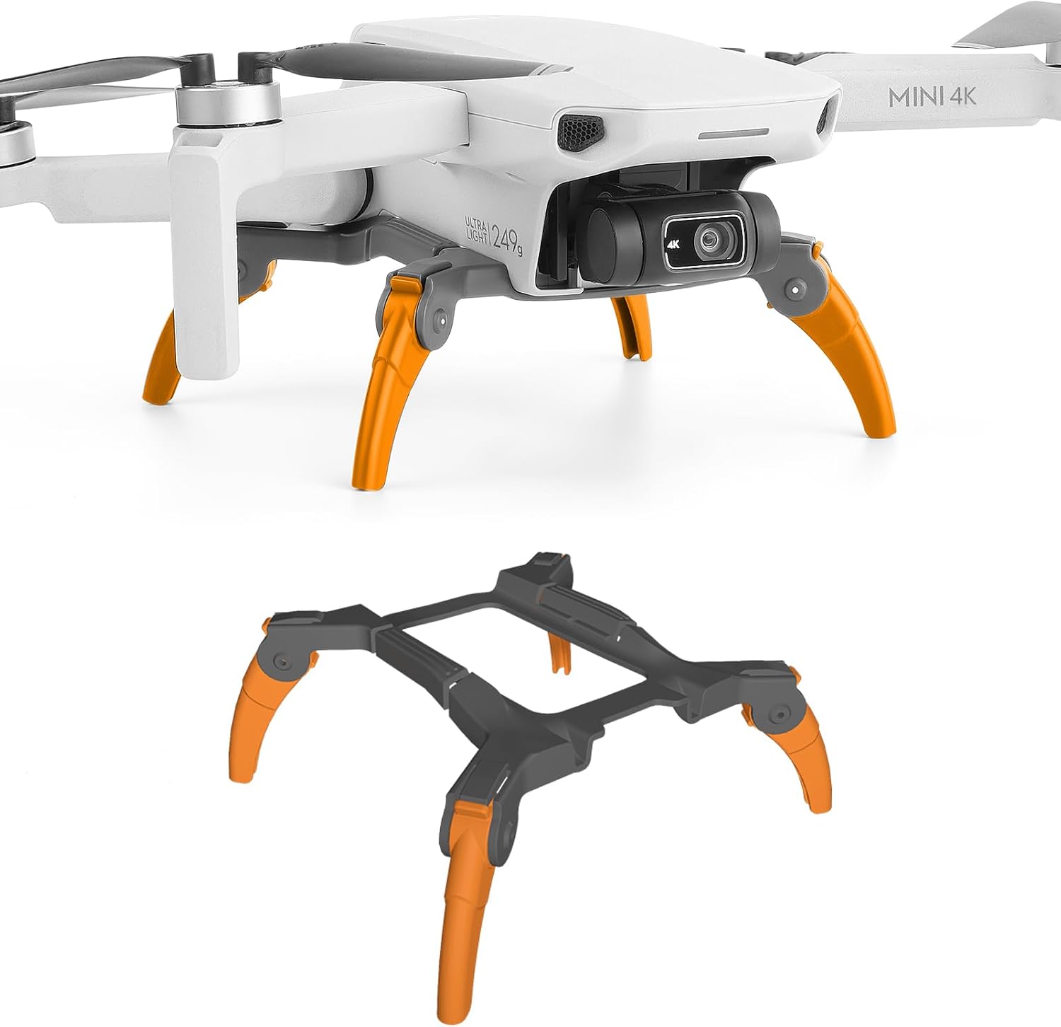 Mini 4K Landing Gear - Foldable Quick Release Extension Leg Height Extended Protection for DJI Mini 4K Drone Accessories (Orange-Gray)