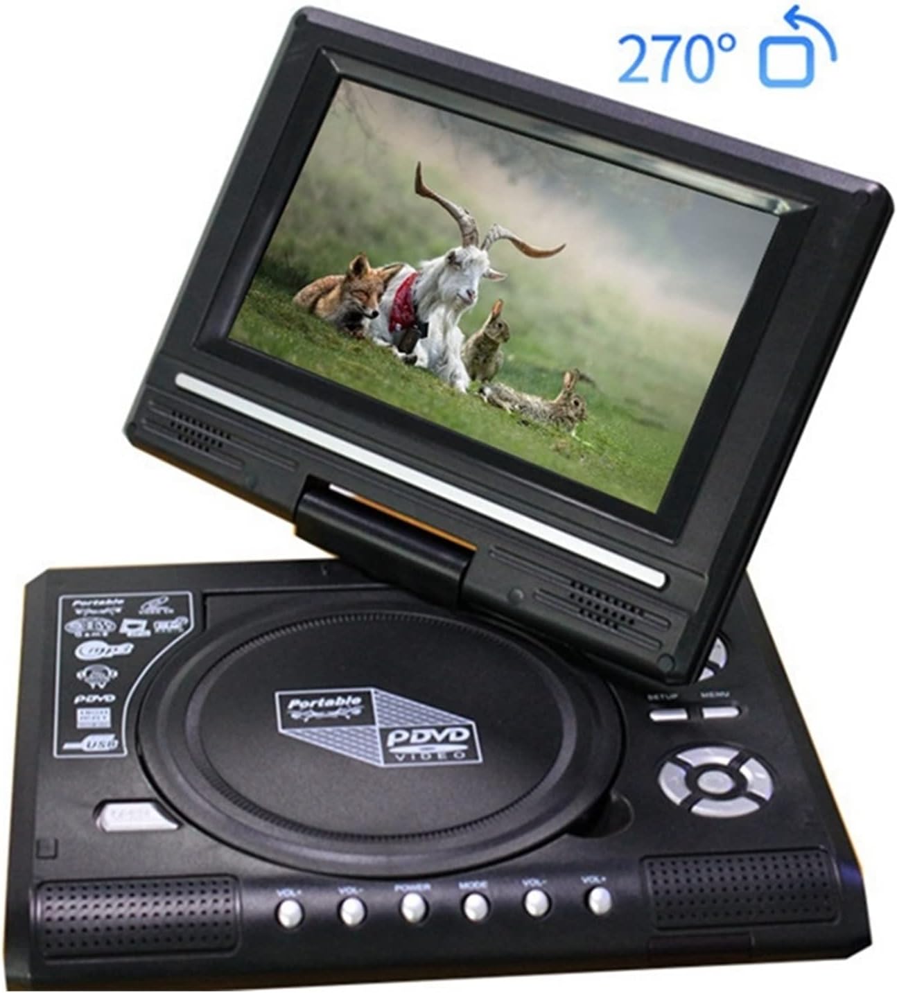 Portable DVD Player 7.8 Inch TV Home Car DVD Player Portable HD VCD CD MP3 HD DVD Player USB SD Cards RCA Portable Cable Game 16:9 Rotate LCD Screen
