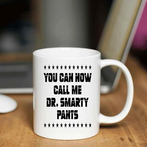 Miniatura 2 de Regalo de graduación ideal para amigos doctorales  Dr. Smarty Pants  Taza de café de cerámica blanca natural de 11 onzas