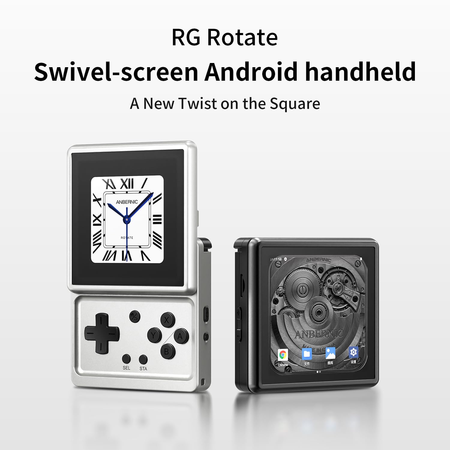RG Rotate Retro Handheld Game Console, 3,5-Zoll-Schwenkdisplay Android-Portabel Player, Unisoc T618-Chip 3 GB + 32 GB, 2000 mAh-Batterie, Aluminiumlegierung Gehäuse
