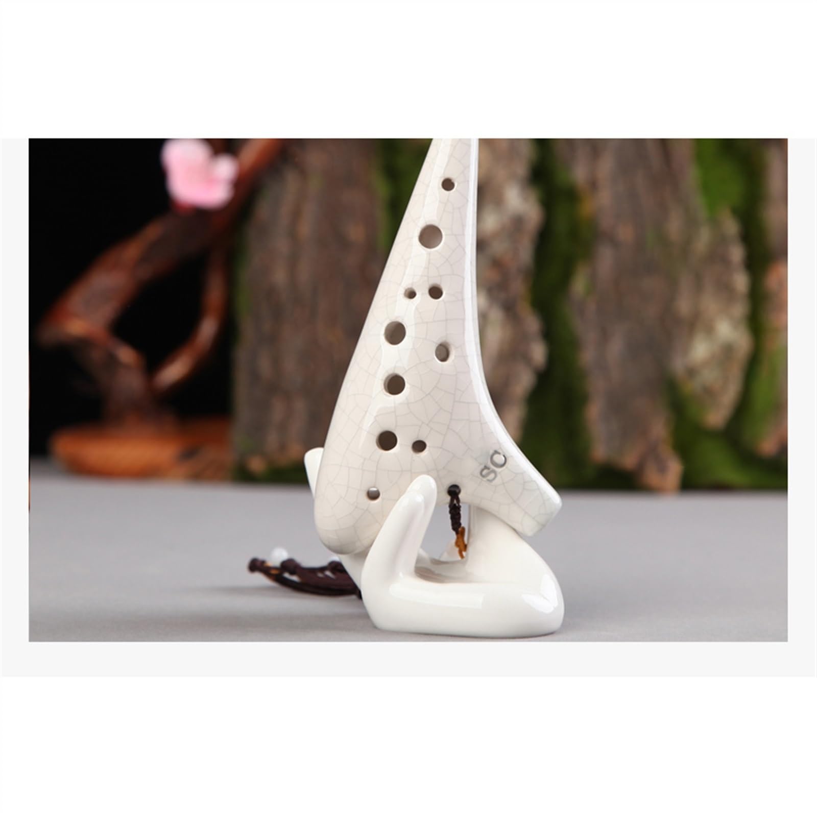 Ocarina 12-Loch, Professionelle Leistung Hohe Tonhöhe C Crack Anfänger-Autodidakt-Instrument Blauer Crack Weißer Crack (Color : 2)