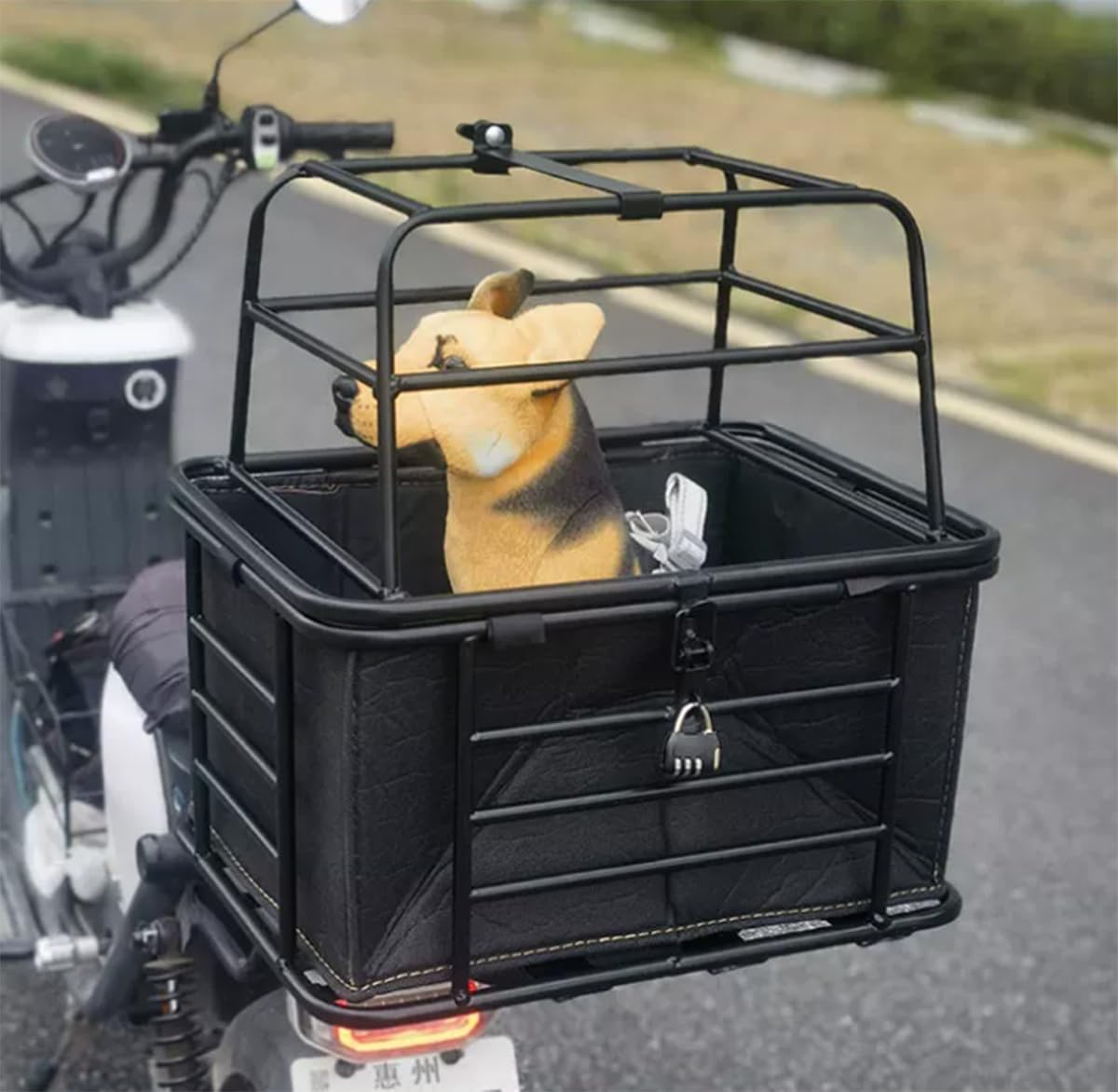 Panier arrière Robuste pour vélo pour Chiens et Chats, Cage de Transport Ajustable pour Animaux avec Housse et Serrure, Panier Multifonction pour Animaux, Courses et Usage Quotidien