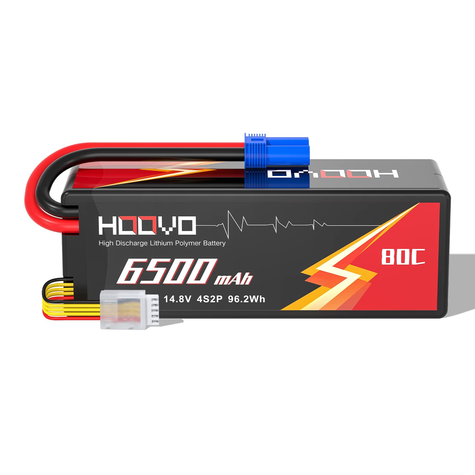 HOOVO 4S Lipo Battery 14.8 V 6500 mAh 80C RC Battery EC5 Plug Hard Case for RC Car Truck Buggy RC Quadcopter Helicopter Aeroplane Racing Drone