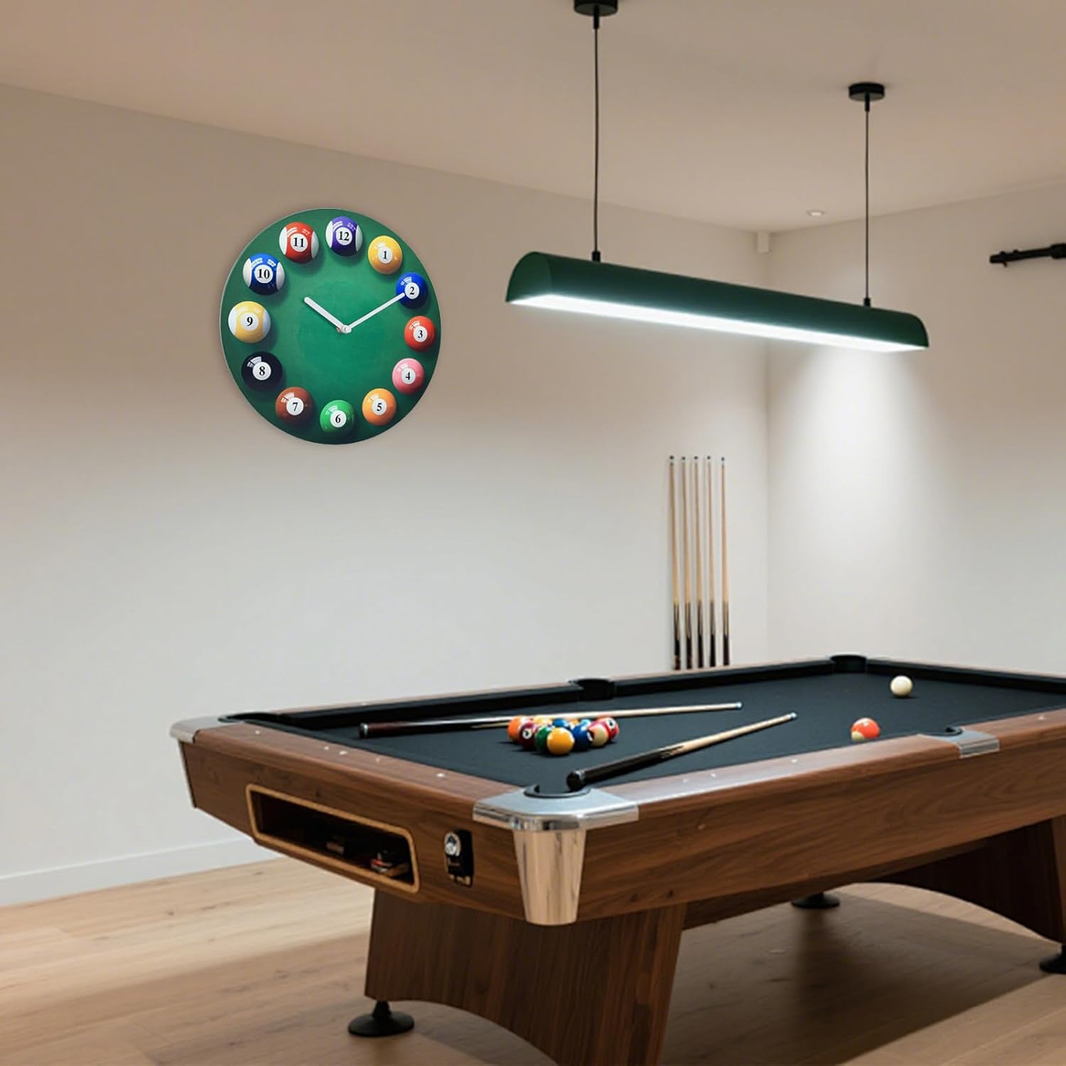 Condition photo showing New/Like New for billiards pool ball wall clock-glass pool table wall clock for billiards room,pool room,bar,game room,gift(8 inch) 8'' green
