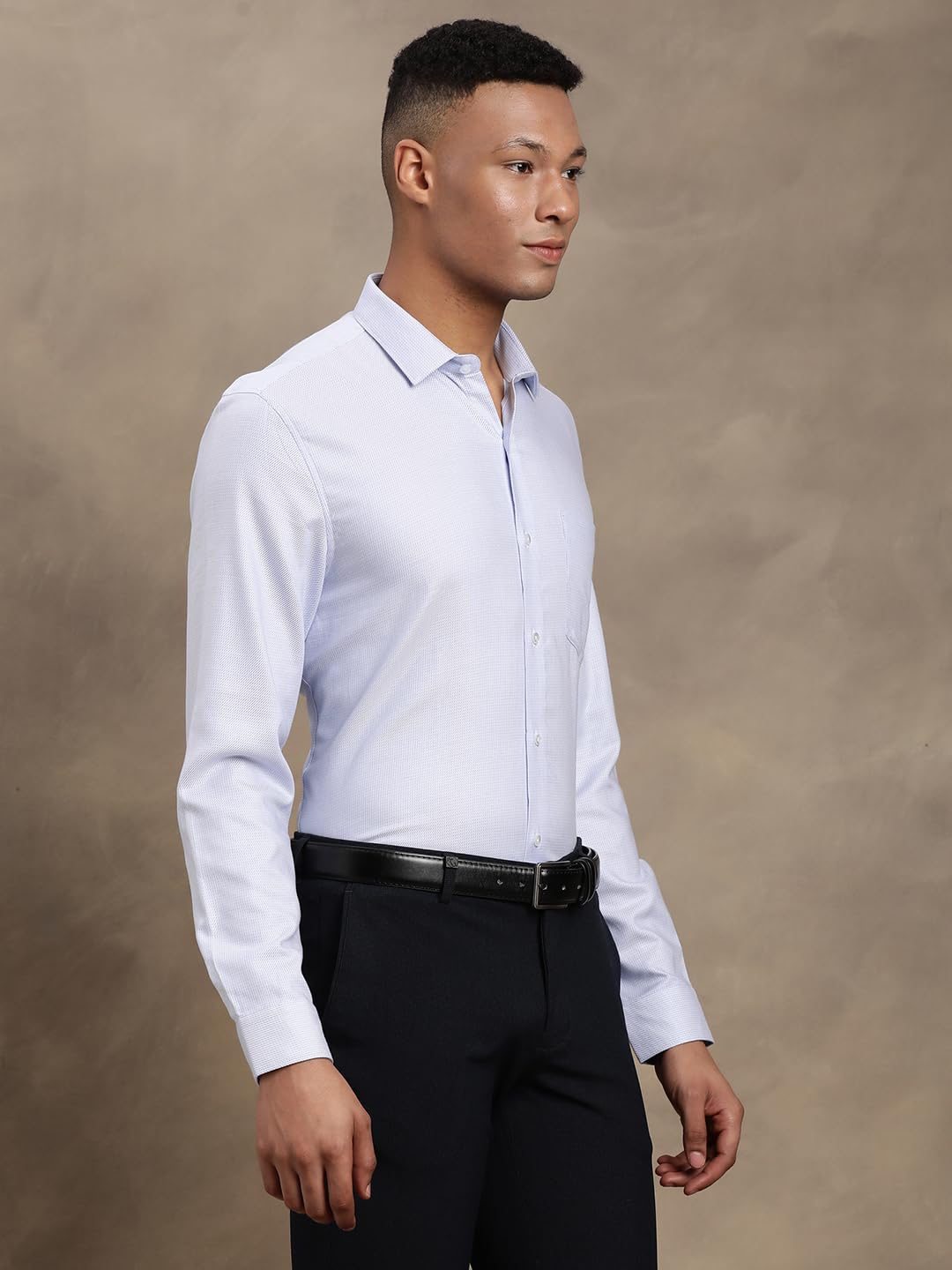 Turtle Camicia formale da uomo in puro cotone slim fit Dobby azzurro||Camicia formale||Camicia da uomo