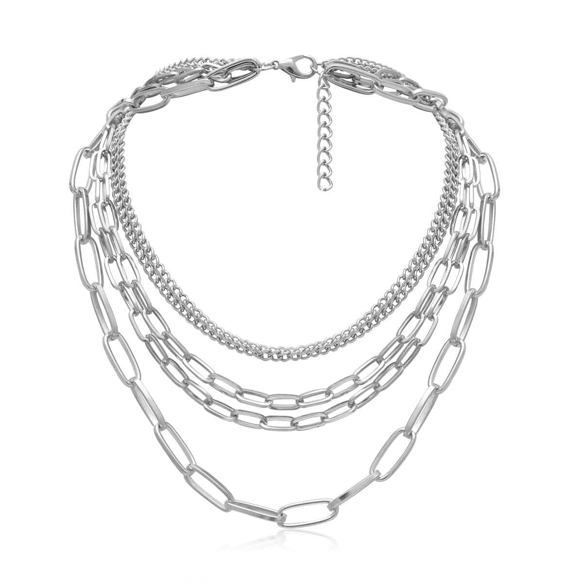 Layered Chain Necklaces for women 18 Inch Gold Plated Paperclip Chain Silver Tone Choker Necklace Rope Ball Chains Punk Jewelry