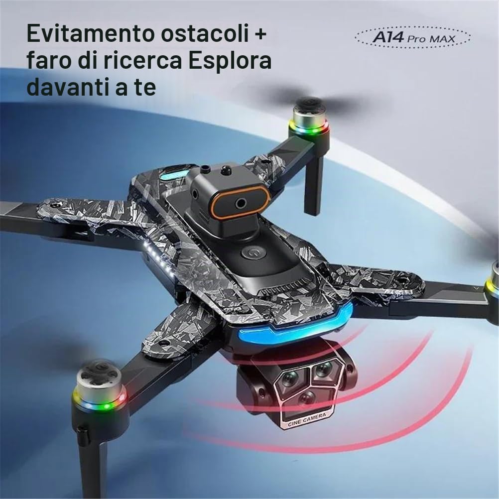 Dual Battery,a 14 PRO Max Drone 8k HD Camera quadricottero con Schermo 5g WiFi Fotografia Aerea ostacolo brushless Telecomando