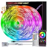 HBOWMDJIA 100ft Led Lights for Bedroom, Led Strip Lights Music Sync Corlor Changing, Led Light Strip with Remote & App Control RGB Strip, Led Lights for Room Dorm Home Classroom Ceiling Decor