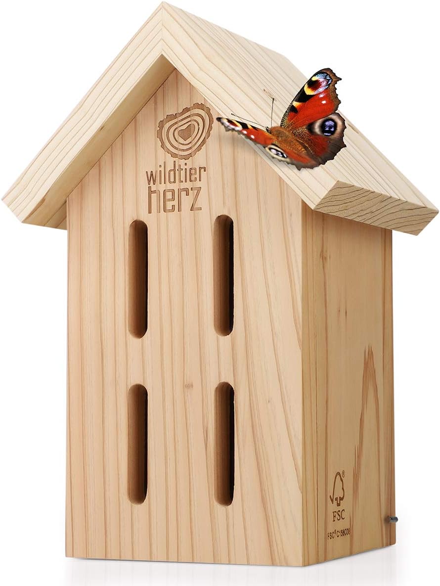 Schmetterlingshaus Aus Holz Mit Futterspender – Natürlicher Lebensraum & Gartendeko Für Schmetterlinge