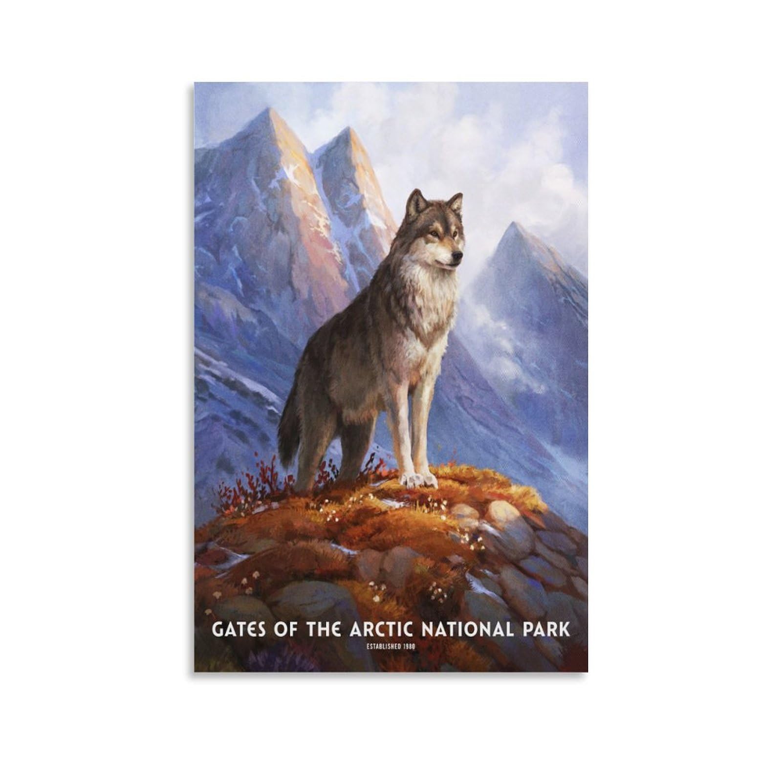 Gates Of The Arctic National Park Vintage Travel Poster Brooks Range Wolf Canvas Art Poster Picture Decorative Posters Modern Office Family Bedroom