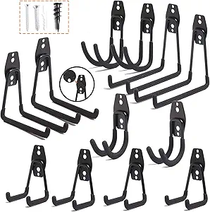 NETWAL Garage Hooks Heavy Duty 12 Pack Bike Storage Hooks for Garage Organization Power Tools,Ladders,Bulk Items,Black