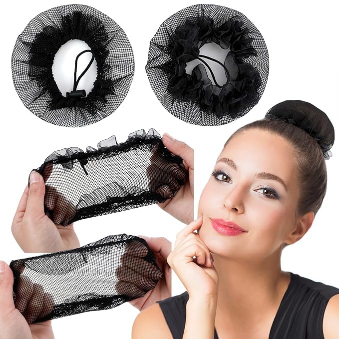 Osceola Styling Jali Bun Reusable Invisible Elastic Hair Nets Juda Maker Easy to Use Ballet Hair Nets Cover Hair Accessories for Women’s and Girl’s (Black) (Pack Of 3)
