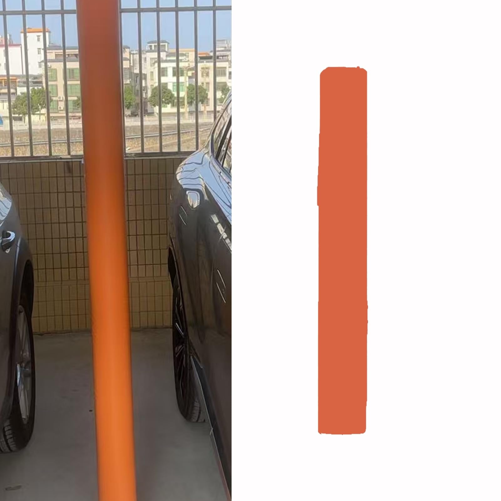 UrbanUp Garage Protection Pad for Cars, Weatherproof Self - Adhesive Pole Cushion, 59"/ 63"/ 67"/ 72"/ 75"/ 79" Tall Column Wrap, 3.5" Dia Poles Padding(Orange,H 180cm/72)