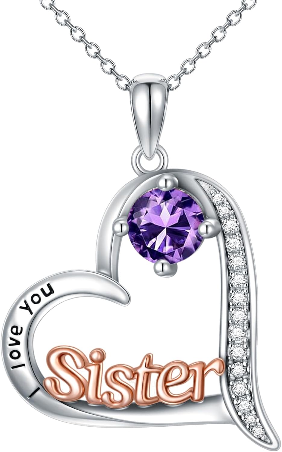 Gifts for Sister Necklace 925 Sterling Silver Birthstone Necklaces Friendship Jewelry Birthday Gifts for Women