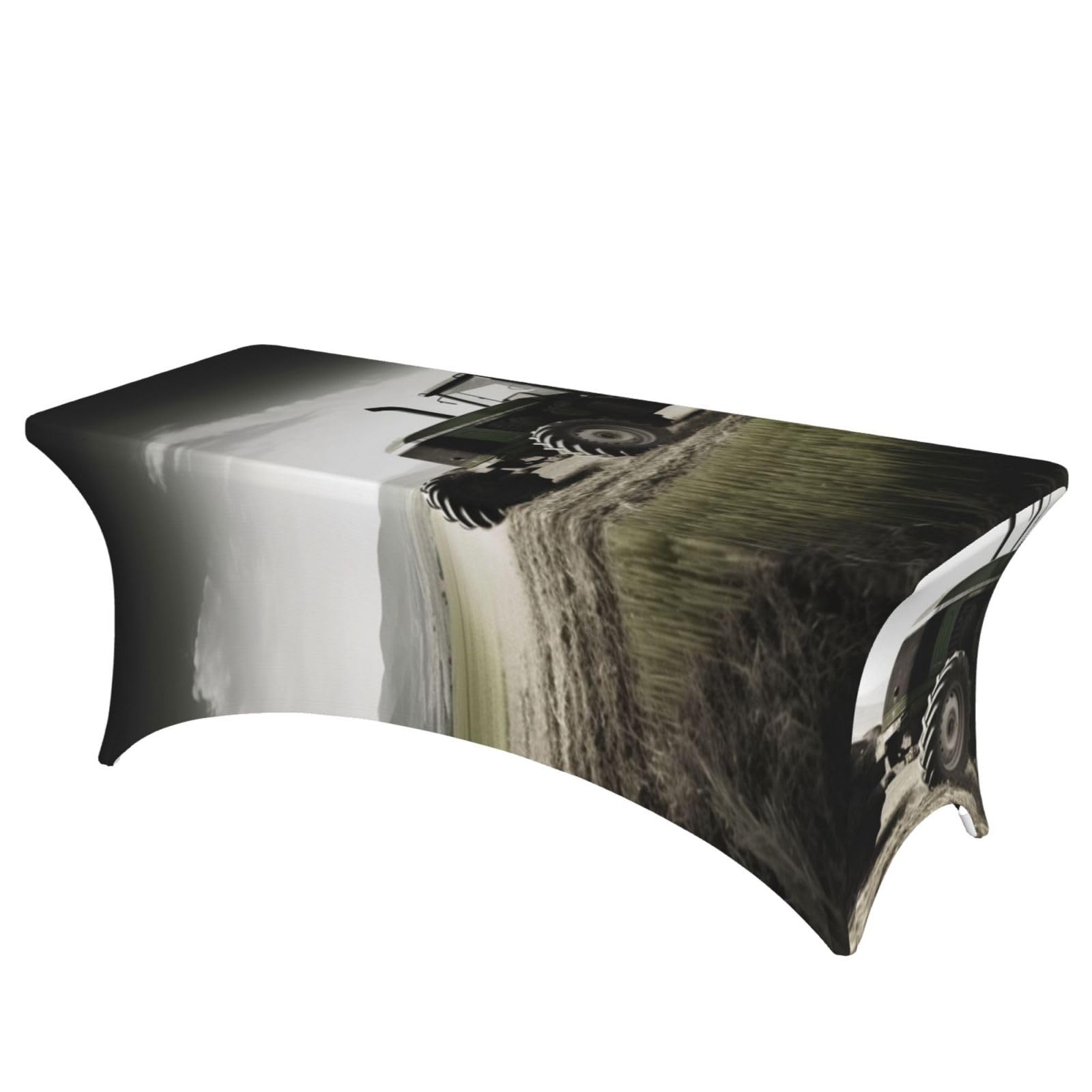 DWVTSLH 6FT Spandex Table Covers for Rectangle Tables, Wrinkle Resistant Stretch Tablecloths, Ultimate Fitted Tables Protector, Tractor Agriculture Tranquil Table Cloth for Party, Wedding, Banquet