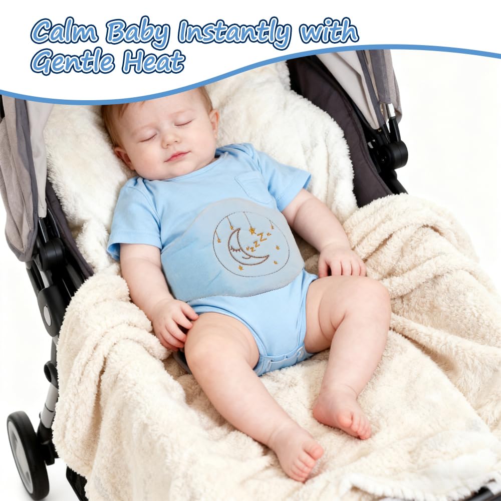 Bouillotte Bebe Anti Colique Ceinture, Bouillotte Bebe Remplie, Coussin Chauffant Micro Onde BouillotTe BeBe, Chauffant Micro, Garnissage Naturel en Noyaux de Cerises, Idéale pour Apaiser Bébé