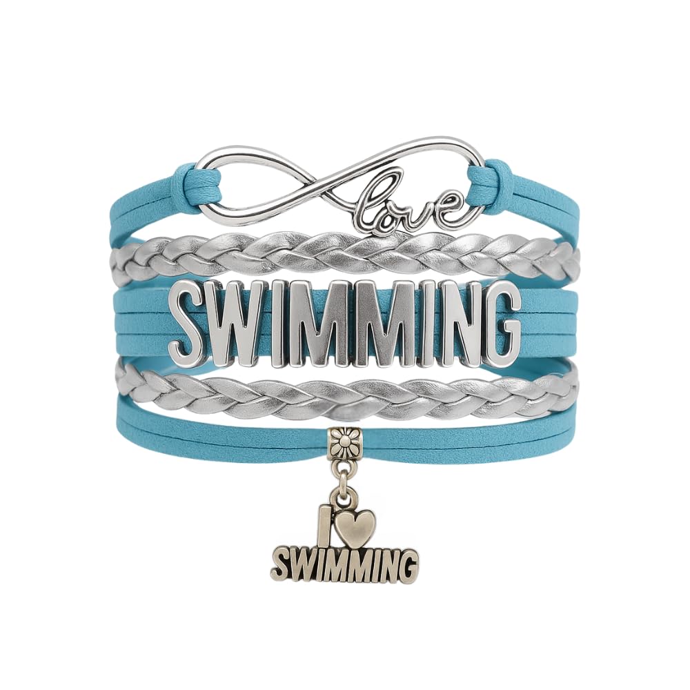 Infinity Collection Swim Bracelet-Swimming Charm Bracelet- Love Swim Jewelry - Gift For Swimmers, Swim Team
