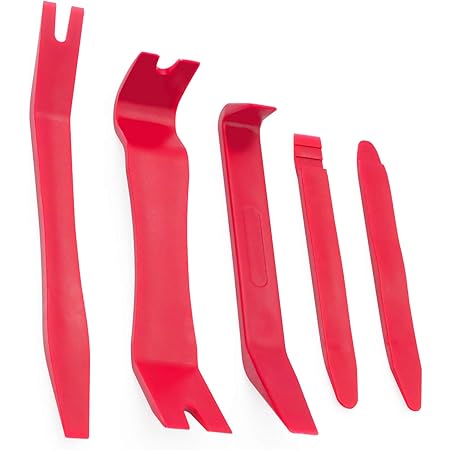 XBRN 5Pcs Trim Removal Tool -Trim Removal Tool Set,Car Pry Tool Kit, Car Panel Door Audio Trim Tool Kit for Vehicle Dash Radio Audio Installer- Red