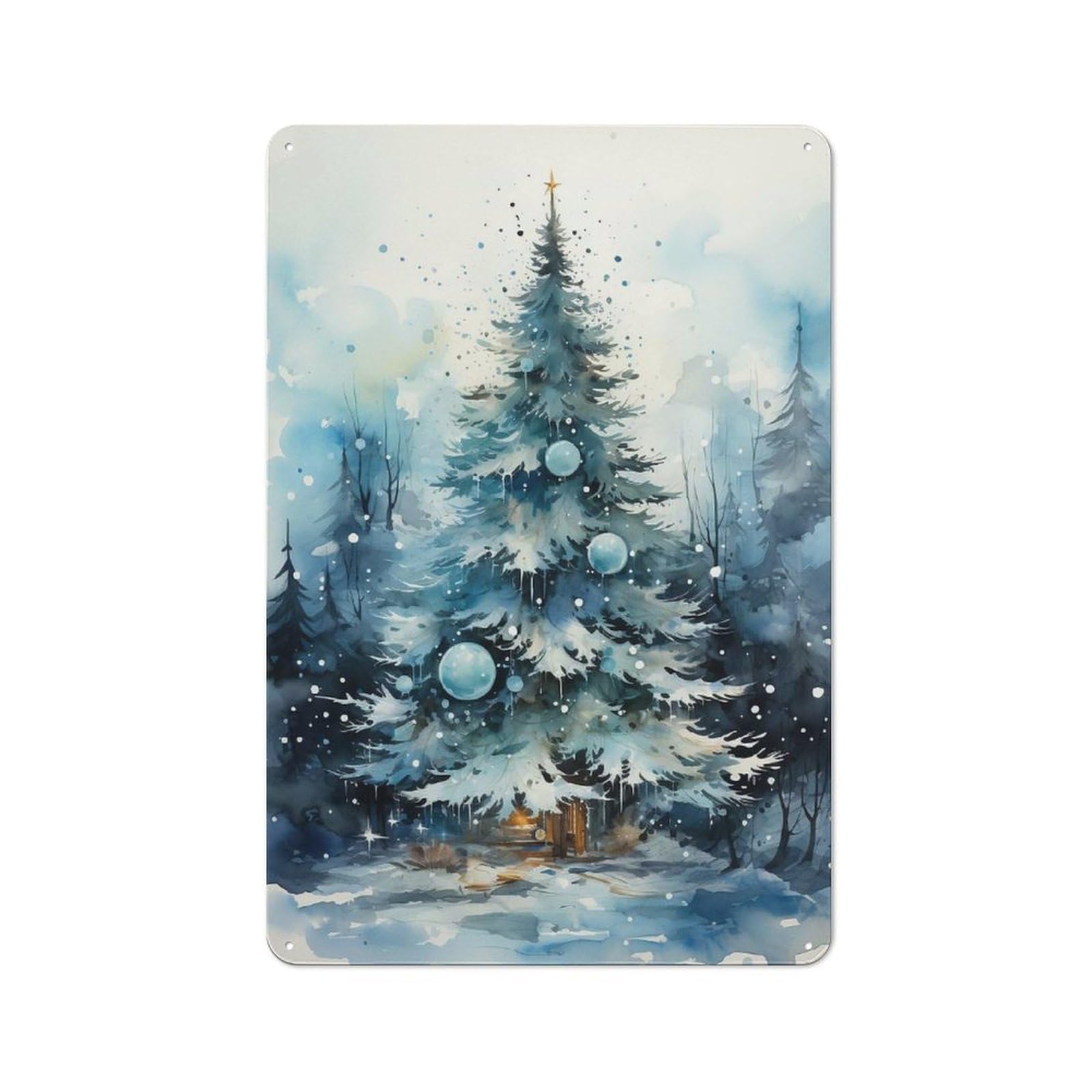 30x20cm Rustic Metal Sign with Yuletide Tranquility for Hobby Room Or Studio, Metal Sign Decor for Hobby Rooms And Studios