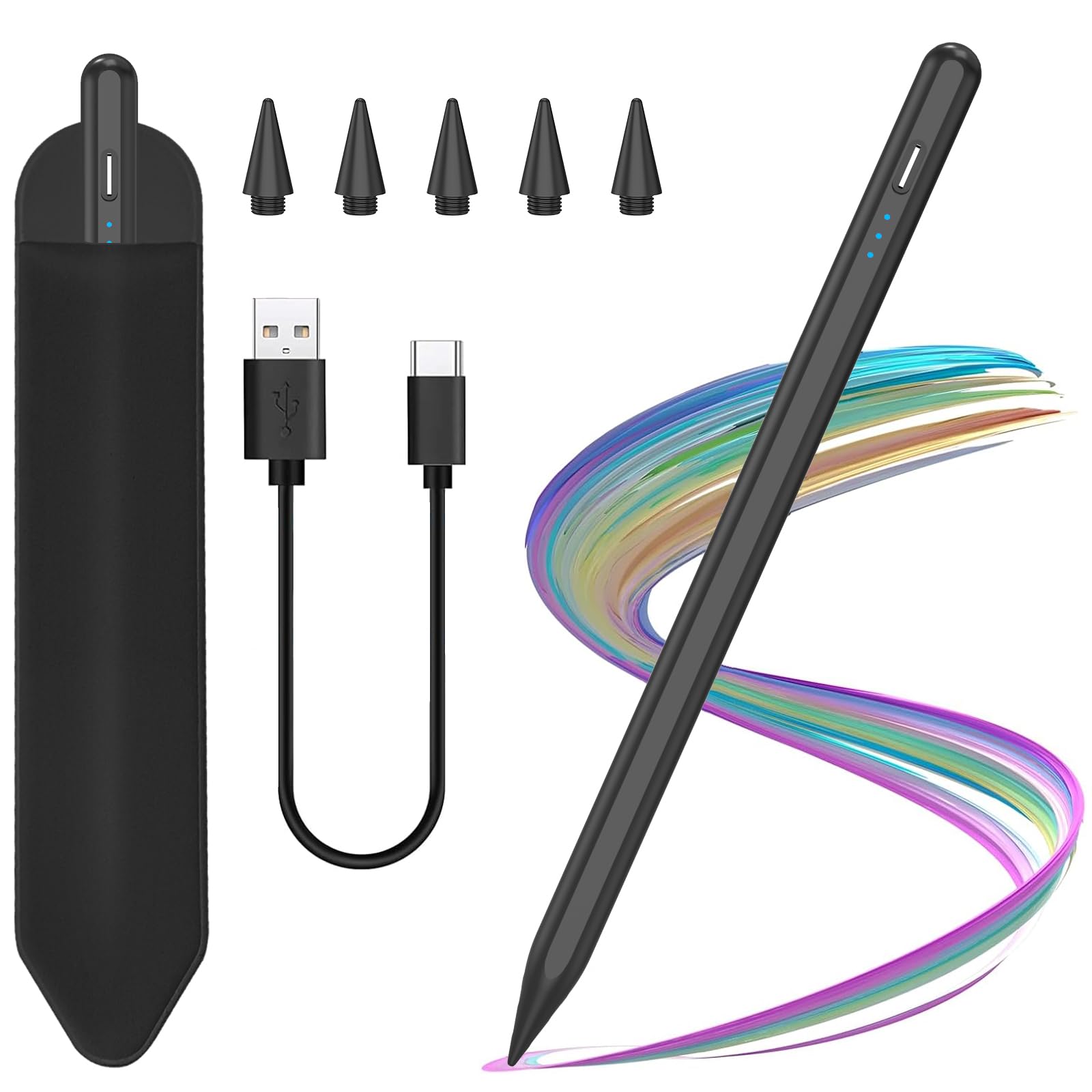 Stylus Pen for iPad 2018-2025, USB C Fast Charging Magnetic Pen with Tilt Sensitivity & Palm Rejection, Pencil for IPad a16/6/7/8/9/10/11, iPad Pro 11"/12.9"/M4, iPad Air 3/4/5/M2/M3, Black-image-33