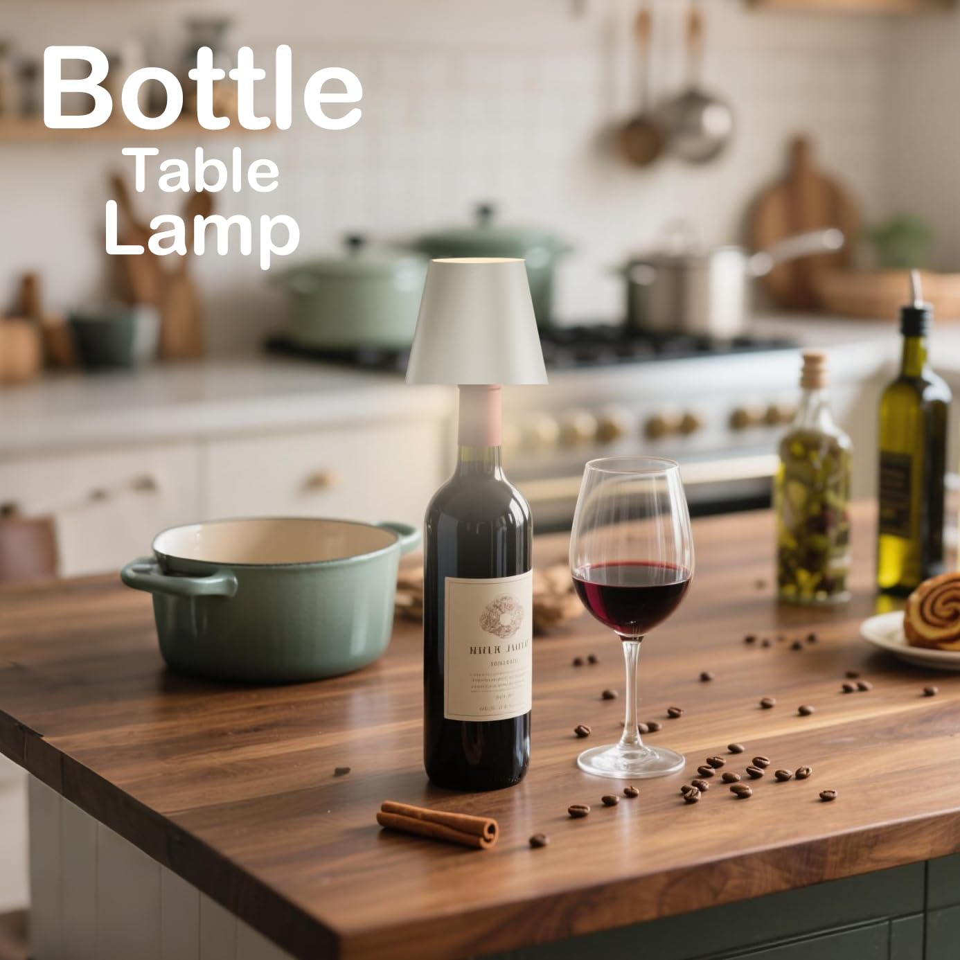 MU LIN Wiederaufladbare Flaschenlampe, kabellose Tischlampe, Touch-Steuerung, 3 Farbtemperaturmodi, dimmbar, für Wohnzimmer, Restaurant