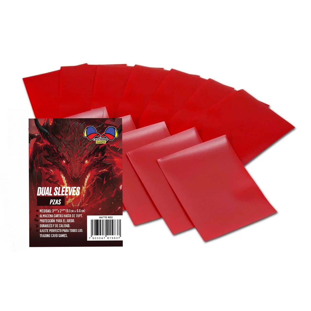 Imagen del producto: Fundas Dual Sleeve Matte para cartas TCG — 100 piezas (rojo)