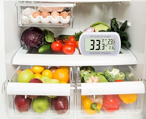 Miniatura 6 de Termómetro de refrigerador resistente al agua, termómetro digital para congelador, función de registro MaxMin, pantalla LCD grande y parte trasera