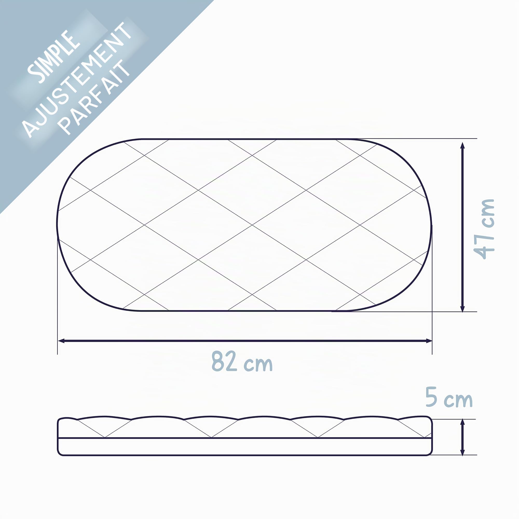 Julius Zöllner Matelas de Berceau Arrondi - Dr. Lübbe Air Plus - 82x47x5 cm