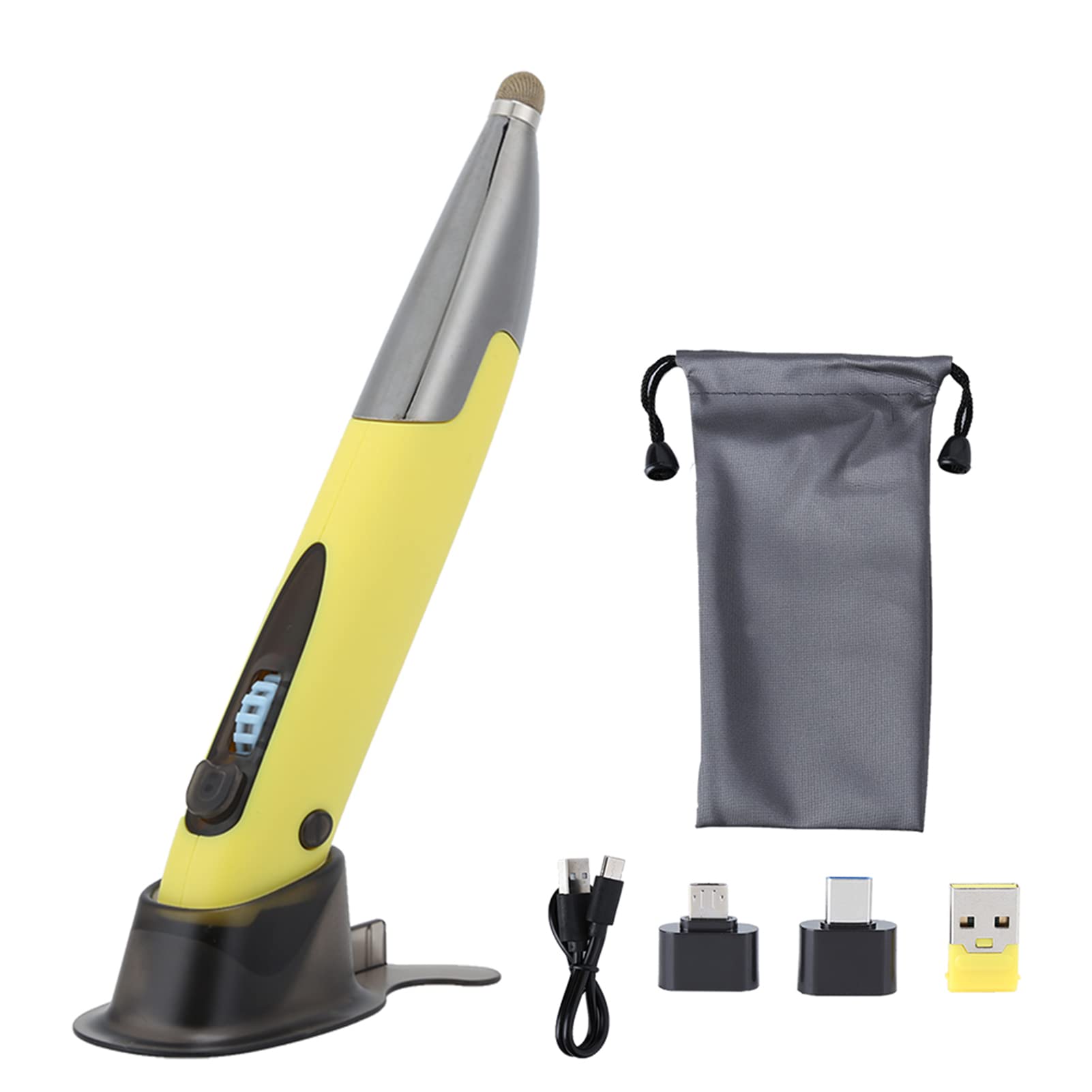 Souris stylo optique sans fil 2,4 G Cyrank rechargeable jaune pour PC